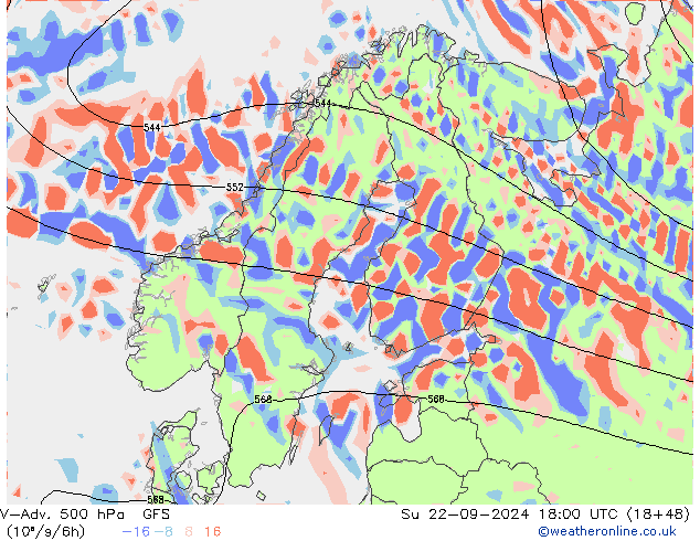 V-Adv. 500 гПа GFS Вс 22.09.2024 18 UTC