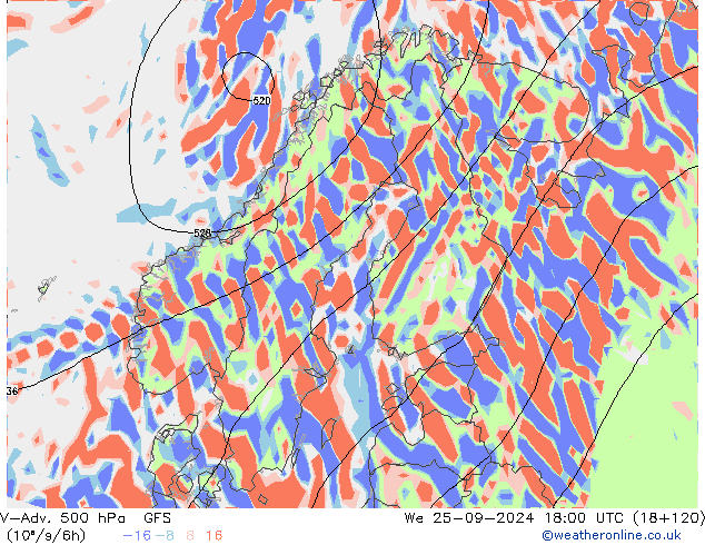 V-Adv. 500 hPa GFS mer 25.09.2024 18 UTC