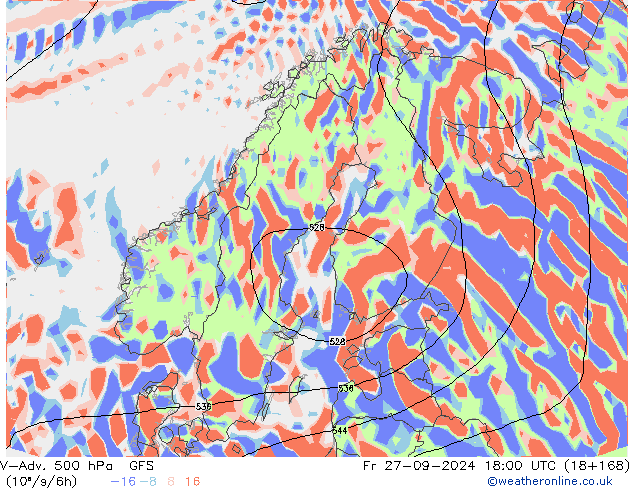 V-Adv. 500 hPa GFS Fr 27.09.2024 18 UTC