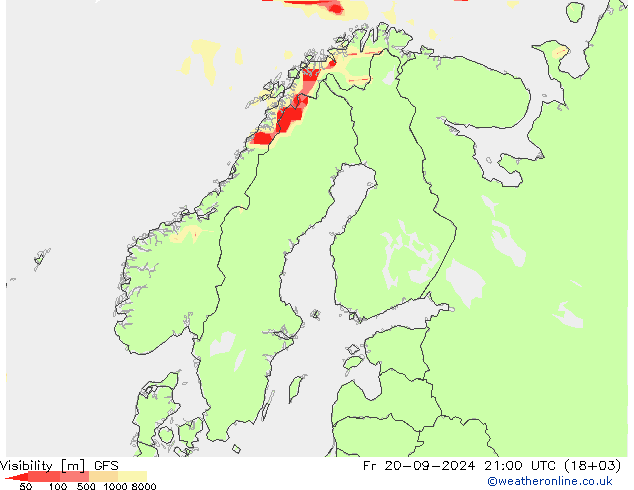 Visibility GFS Fr 20.09.2024 21 UTC