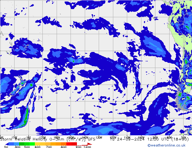 Storm Relative Helicity GFS Ter 24.09.2024 12 UTC