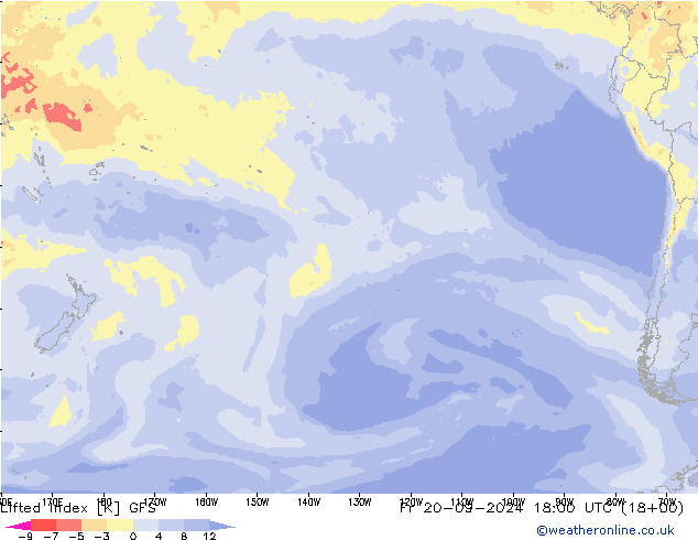 Lifted Index GFS vie 20.09.2024 18 UTC