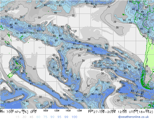 RH 700 hPa GFS Fr 27.09.2024 12 UTC