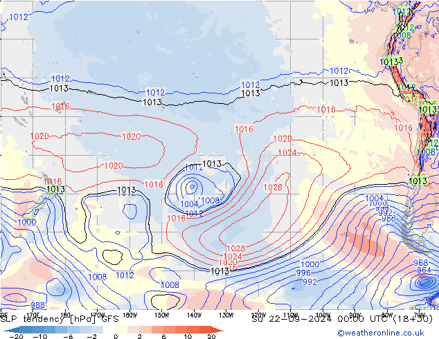 Druktendens (+/-) GFS zo 22.09.2024 00 UTC