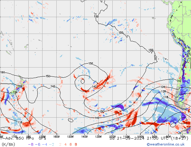 T-Adv. 850 hPa GFS Sa 21.09.2024 21 UTC