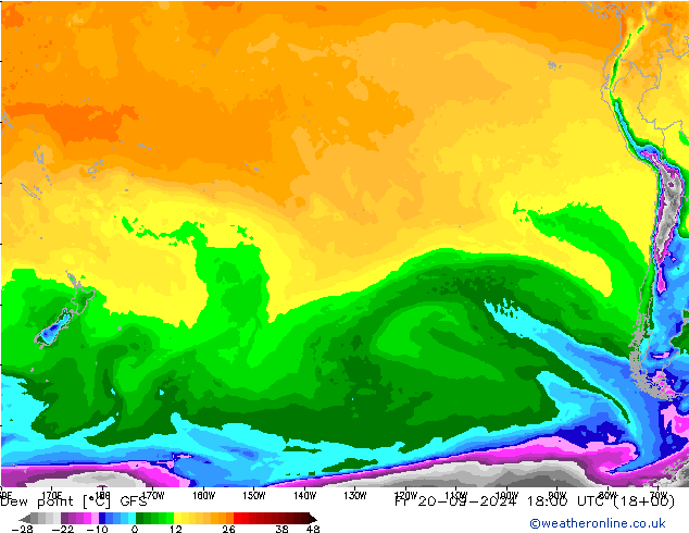 Dew point GFS Fr 20.09.2024 18 UTC