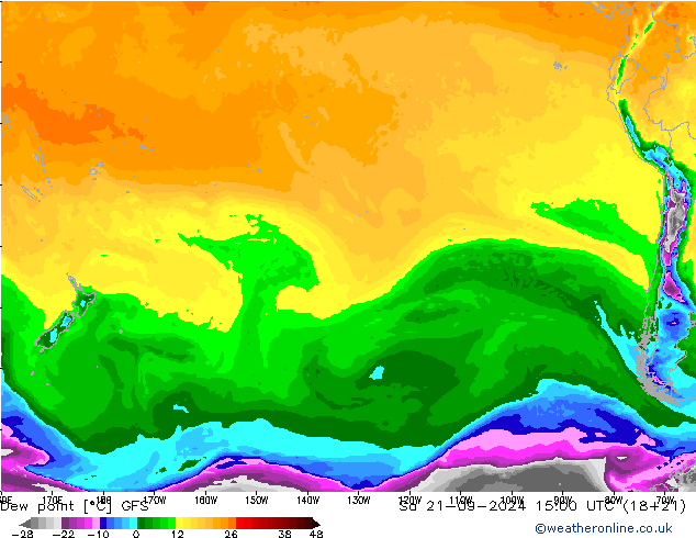 точка росы GFS сб 21.09.2024 15 UTC