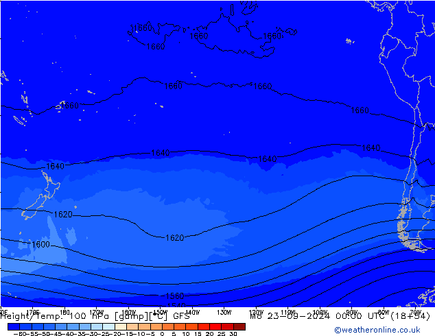 Height/Temp. 100 hPa GFS Mo 23.09.2024 00 UTC