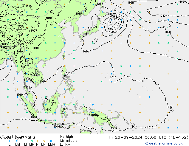 Cloud layer GFS Qui 26.09.2024 06 UTC