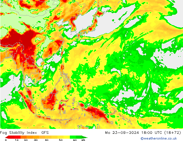 Fog Stability Index GFS Mo 23.09.2024 18 UTC