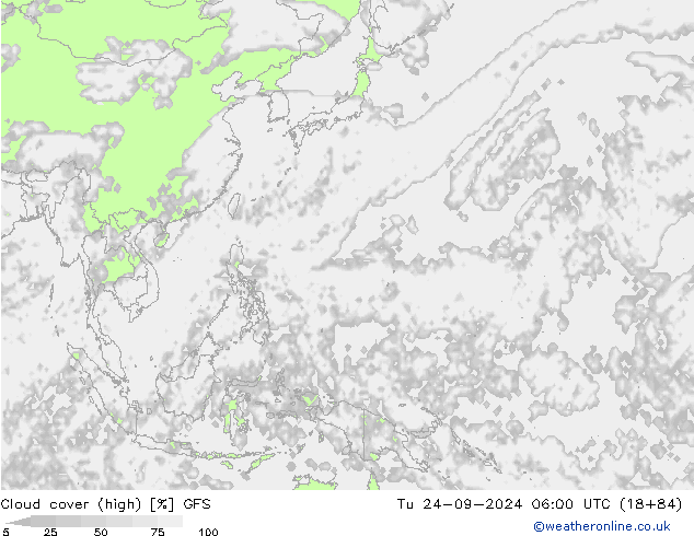 vysoký oblak GFS Út 24.09.2024 06 UTC