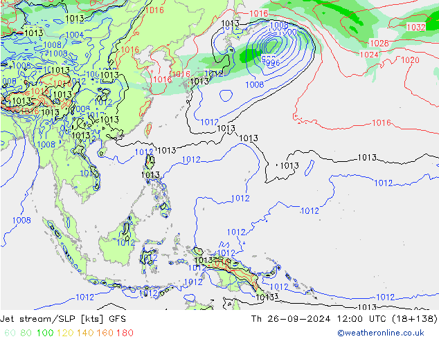 Jet stream/SLP GFS Čt 26.09.2024 12 UTC