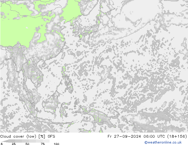 облака (низкий) GFS пт 27.09.2024 06 UTC