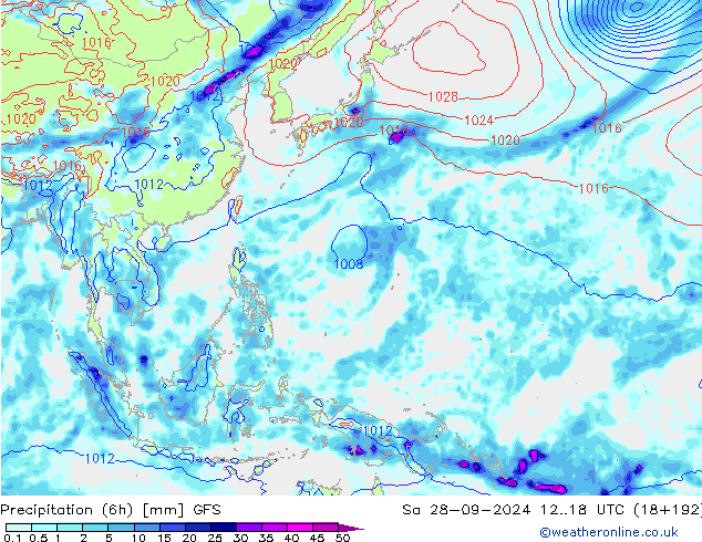 Z500/Rain (+SLP)/Z850 GFS So 28.09.2024 18 UTC