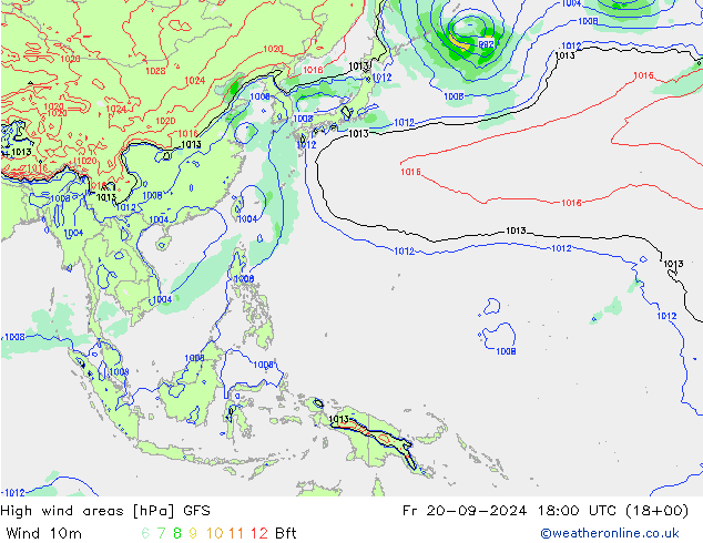 High wind areas GFS Fr 20.09.2024 18 UTC