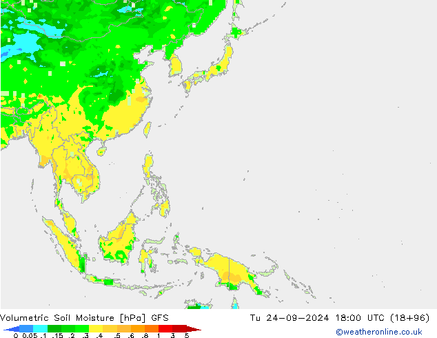 Volumetric Soil Moisture GFS mar 24.09.2024 18 UTC