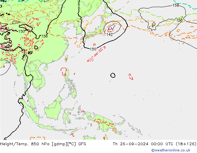 Yükseklik/Sıc. 850 hPa GFS Per 26.09.2024 00 UTC