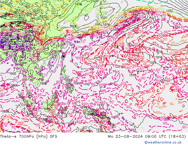 Theta-e 700hPa GFS  23.09.2024 09 UTC