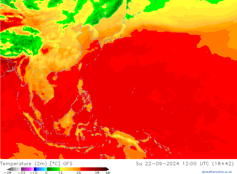 Temperatura (2m) GFS Dom 22.09.2024 12 UTC