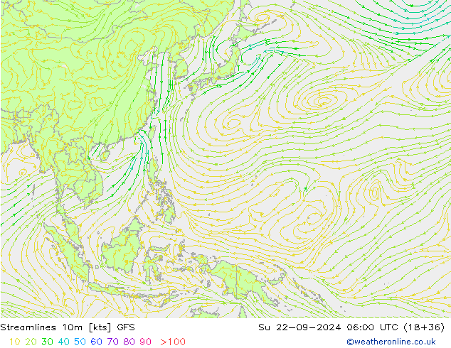 ветер 10m GFS Вс 22.09.2024 06 UTC