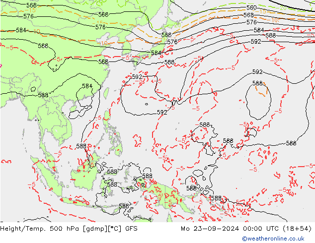 Z500/Rain (+SLP)/Z850 GFS Mo 23.09.2024 00 UTC