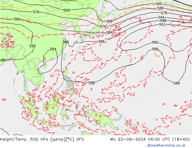 Z500/Rain (+SLP)/Z850 GFS lun 23.09.2024 06 UTC