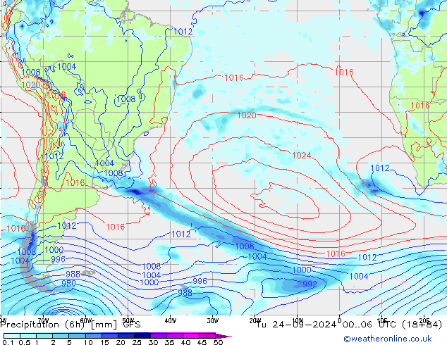 Precipitazione (6h) GFS mar 24.09.2024 06 UTC