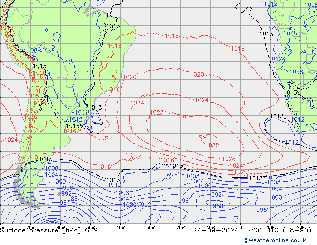 Luchtdruk (Grond) GFS di 24.09.2024 12 UTC