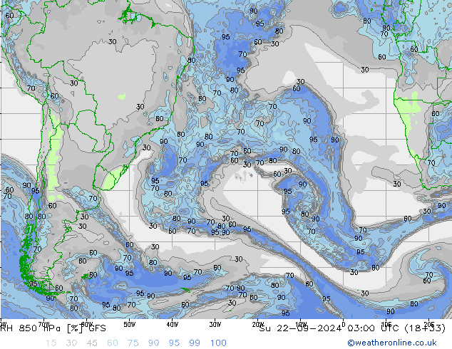 RH 850 hPa GFS Ne 22.09.2024 03 UTC