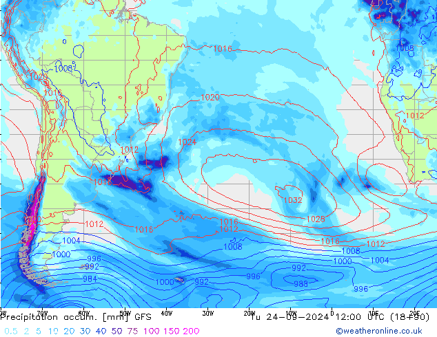 Precipitation accum. GFS Tu 24.09.2024 12 UTC