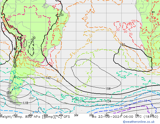 Z500/Rain (+SLP)/Z850 GFS пн 23.09.2024 06 UTC