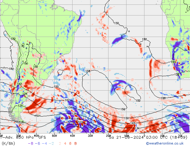 T-Adv. 850 hPa GFS Sa 21.09.2024 03 UTC