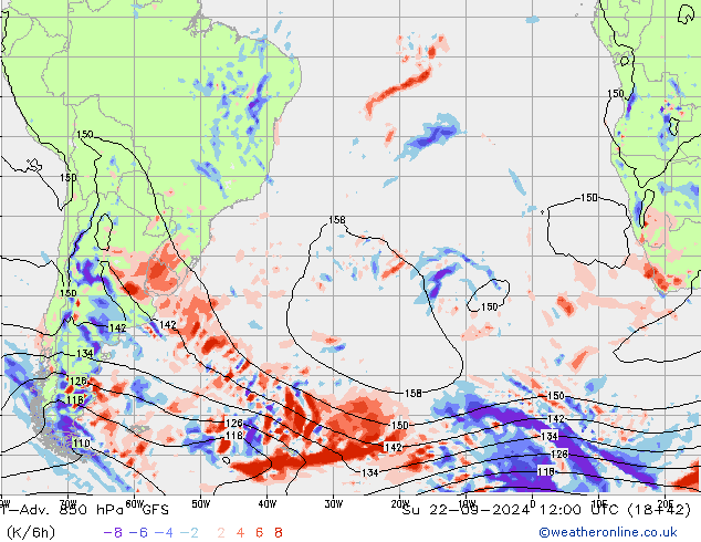 T-Adv. 850 гПа GFS Вс 22.09.2024 12 UTC