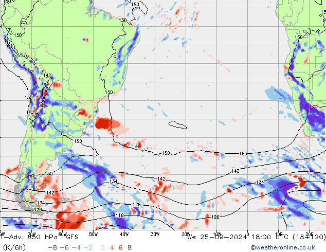 T-Adv. 850 hPa GFS mié 25.09.2024 18 UTC