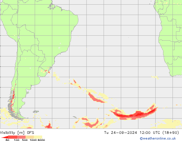 Visibility GFS Tu 24.09.2024 12 UTC