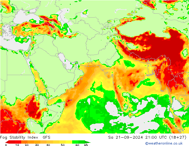 Fog Stability Index GFS za 21.09.2024 21 UTC