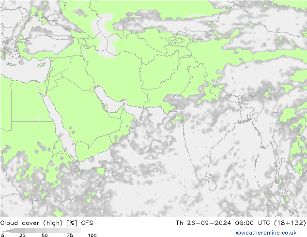 Cloud cover (high) GFS Th 26.09.2024 06 UTC