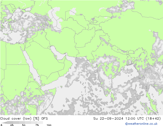 Bulutlar (düşük) GFS Paz 22.09.2024 12 UTC