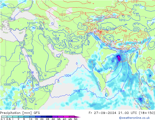 Neerslag GFS vr 27.09.2024 00 UTC