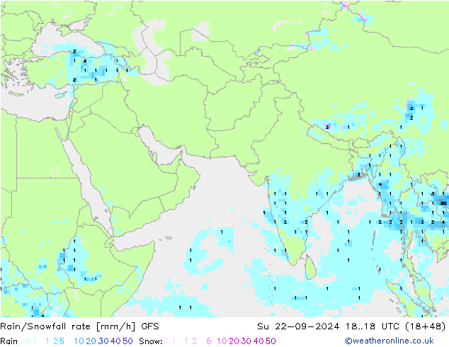 Kar/Yağmur Oranı GFS Paz 22.09.2024 18 UTC