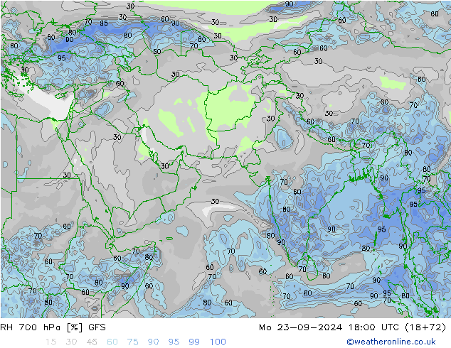 RH 700 hPa GFS  23.09.2024 18 UTC