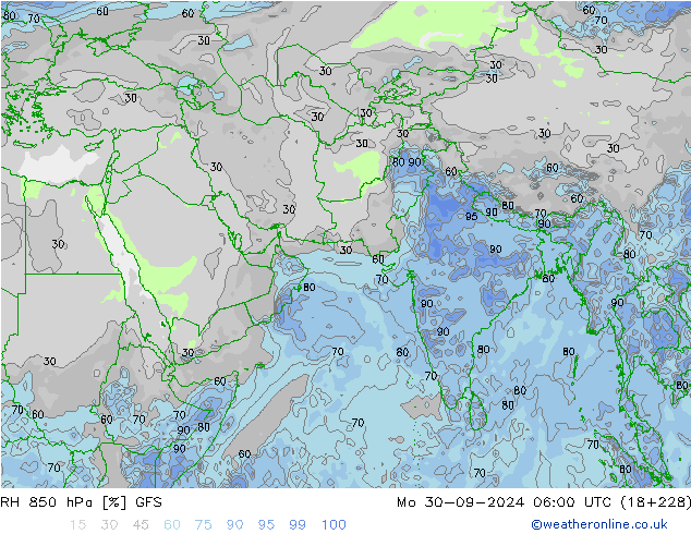 850 hPa Nispi Nem GFS Pzt 30.09.2024 06 UTC