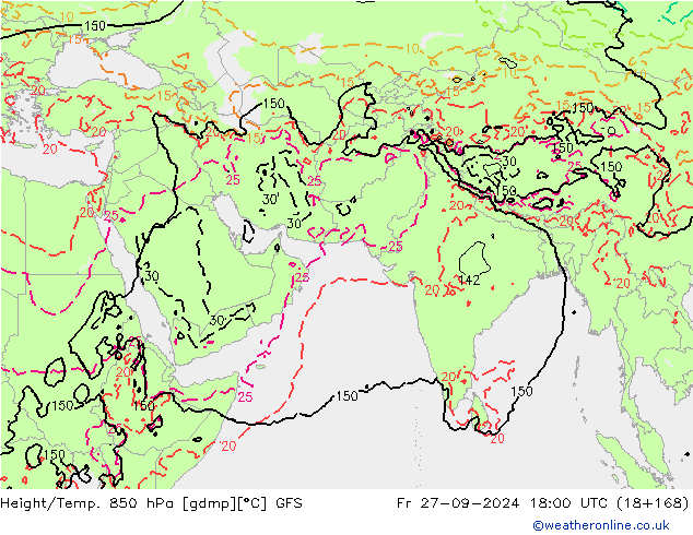 Z500/Yağmur (+YB)/Z850 GFS Cu 27.09.2024 18 UTC