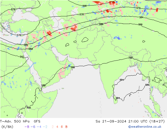 T-Adv. 500 hPa GFS sab 21.09.2024 21 UTC