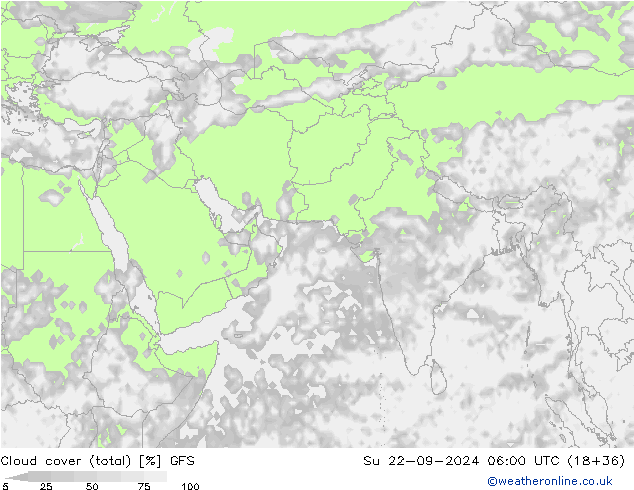 Nubi (totali) GFS dom 22.09.2024 06 UTC