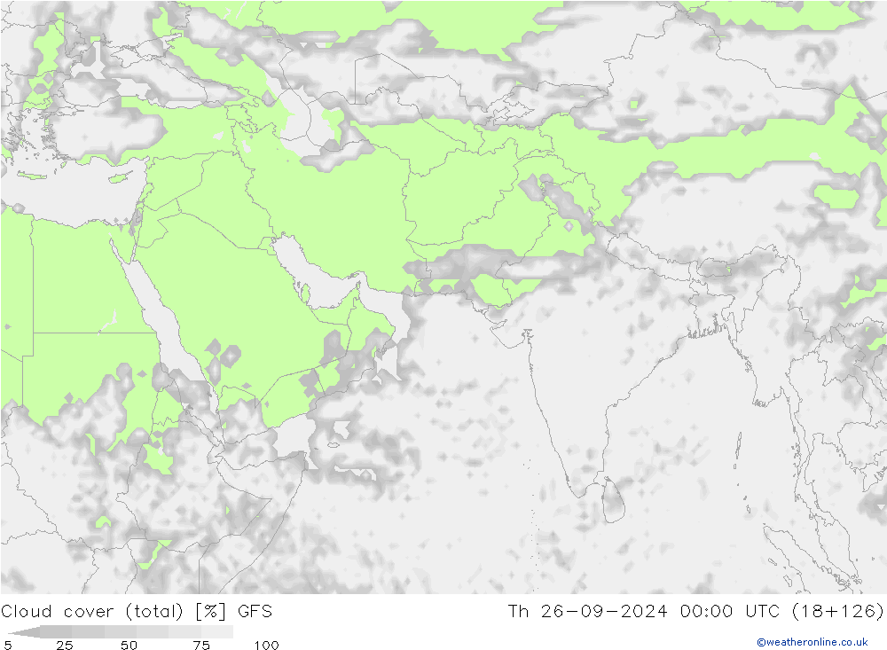 Cloud cover (total) GFS Th 26.09.2024 00 UTC