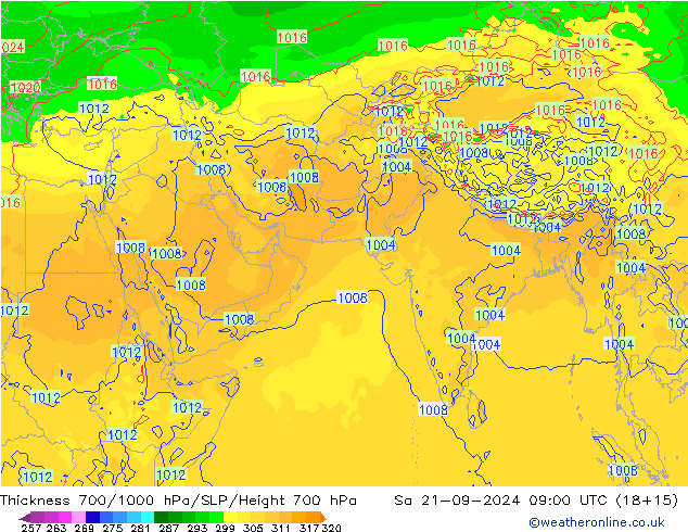 Thck 700-1000 hPa GFS Sa 21.09.2024 09 UTC