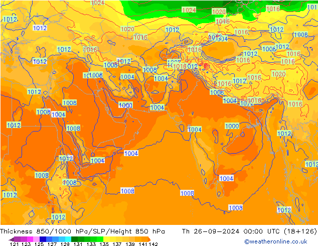 Thck 850-1000 hPa GFS Th 26.09.2024 00 UTC