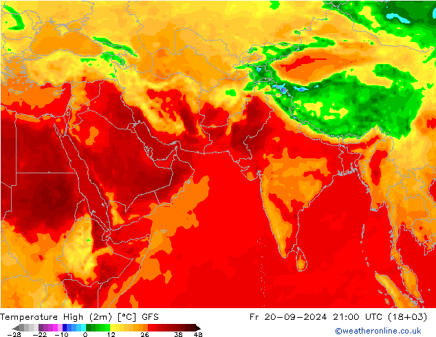 Maksimum Değer (2m) GFS Cu 20.09.2024 21 UTC