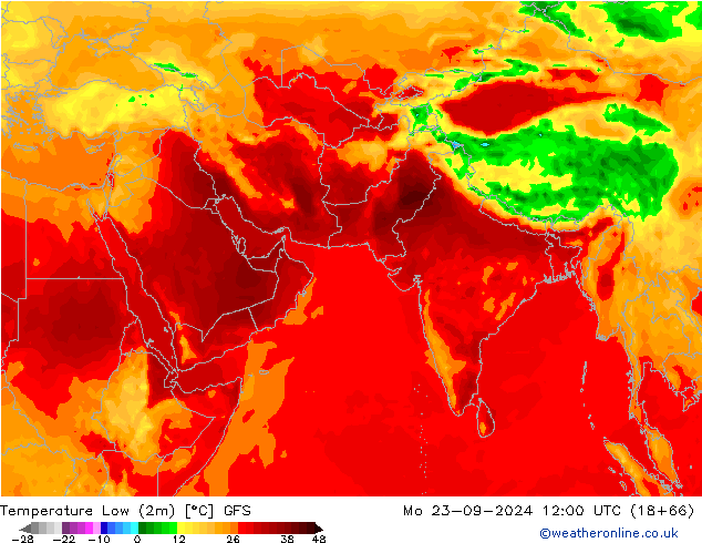 Tiefstwerte (2m) GFS Mo 23.09.2024 12 UTC